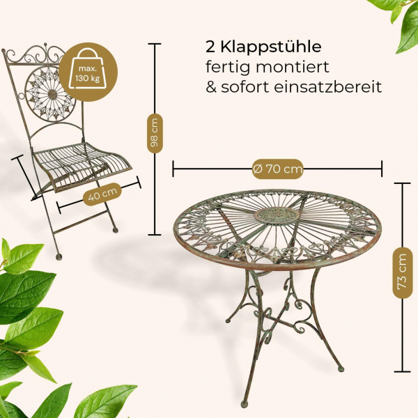 Gartenmöbel Set Valencia – Vintage Metallmöbel für Balkon & Garten